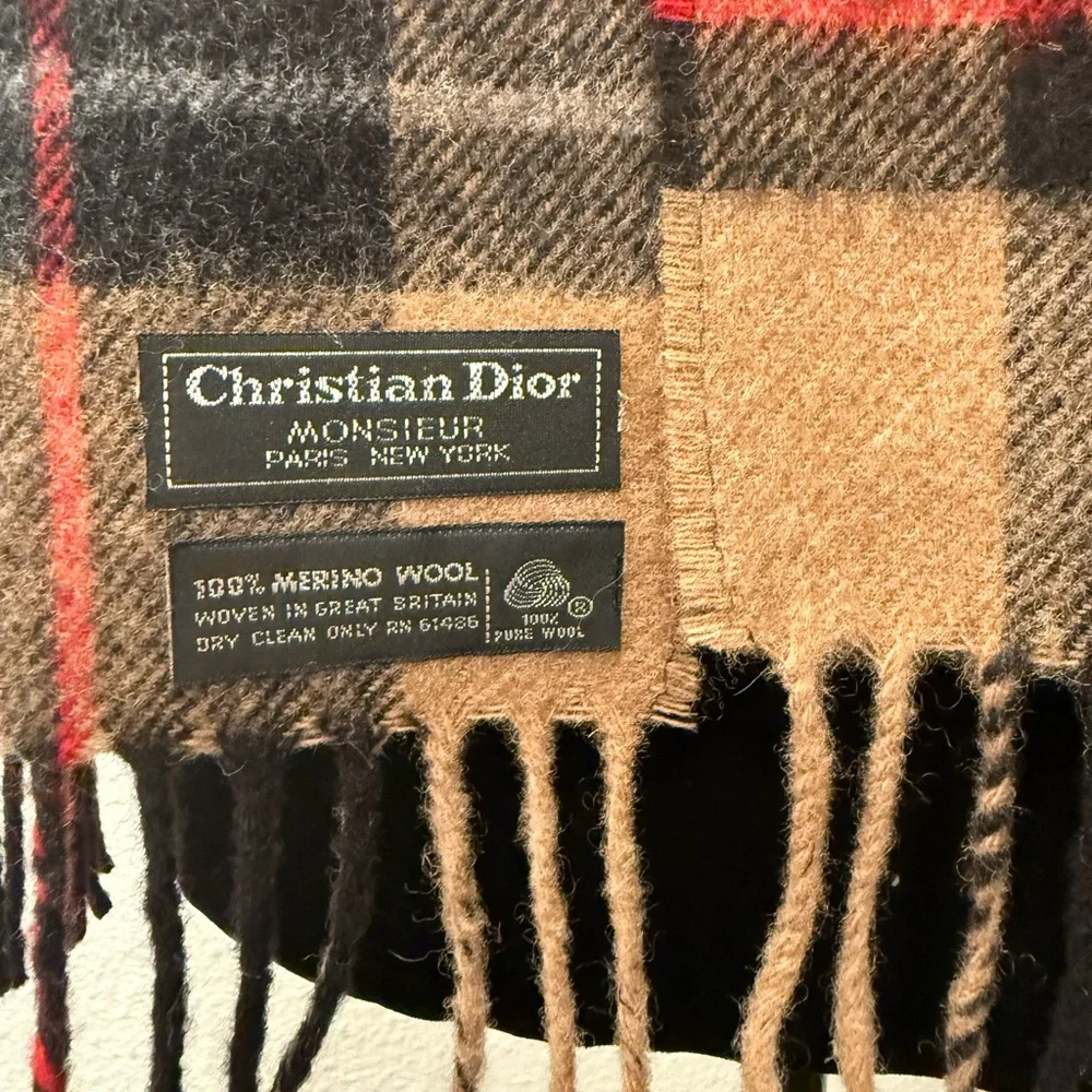 Dior Monsieur Merino Wool Plaid Scarf
